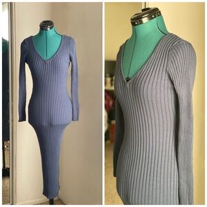 Hera Collection Navy Blue Bodycon Ribbed Knit Dress Size M